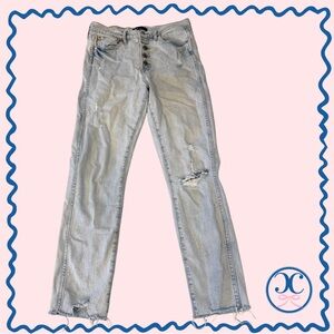 GAP Light Blue Denim Distressed High Rise Vintage Slim Jeans Button Fly